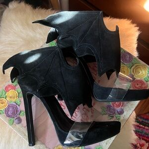 Jeffrey Campbell Bat Wing Black Suede Heels size 7